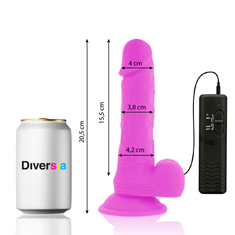 DIVERSIA - FLEXIBLER VIBRIERENDER DILDO LILA 20,5 CM -O- 4,2 CM