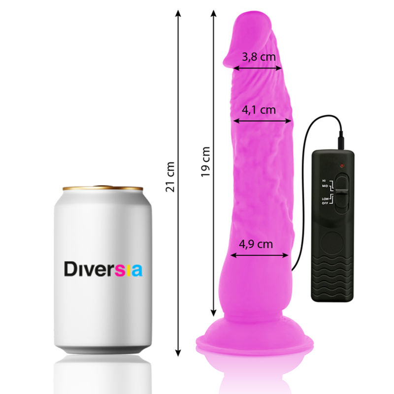 DIVERSIA - FLEXIBLER VIBRIERENDER DILDO LILA 21 CM -O- 4,9 CM