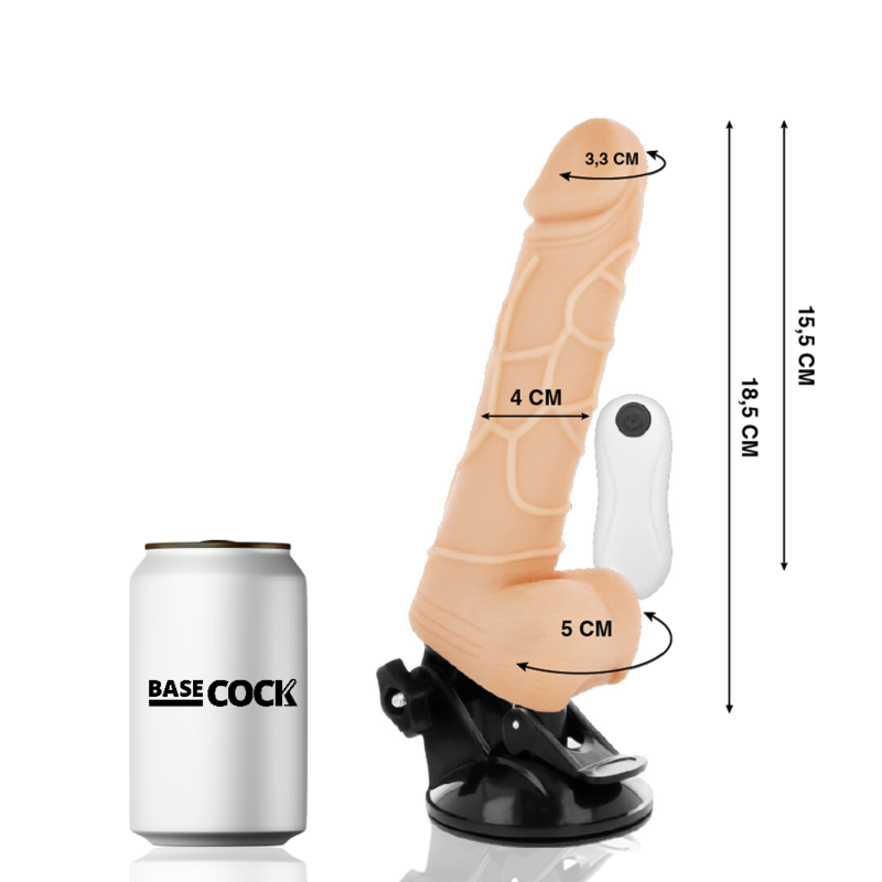 BASECOCK - REALISTISCHER VIBRATOR MIT FERNBEDIENUNG, FLEISCH 18,5 CM -O- 4CM