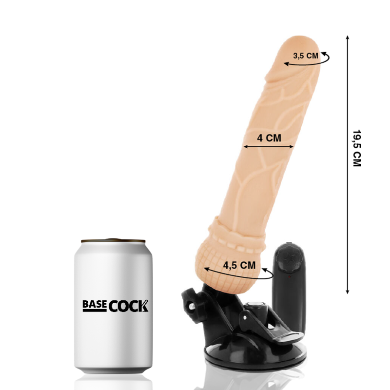 BASECOCK - REALISTISCHER VIBRATOR MIT FERNBEDIENUNG, HAUTFLEISCH 19,5 CM -O- 4 CM