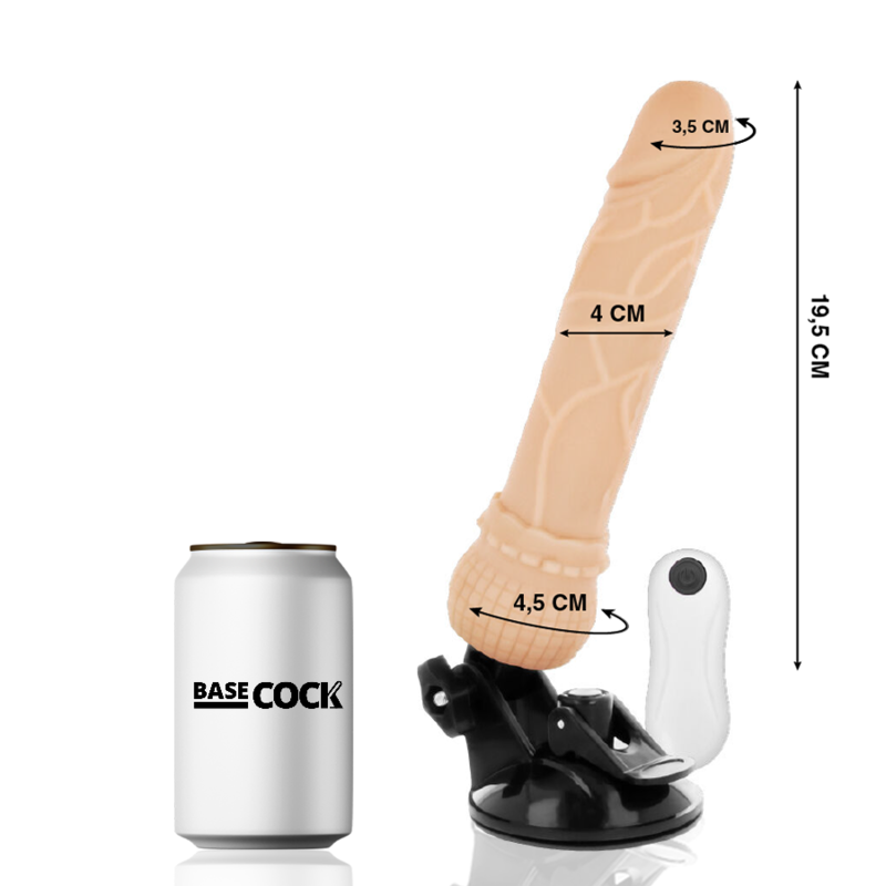 BASECOCK - REALISTISCHER VIBRATOR MIT FERNBEDIENUNG, HAUTFLEISCH 19,5 CM -O- 4 CM