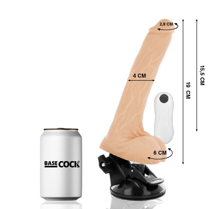 BASECOCK - REALISTISCHER VIBRATOR MIT FERNBEDIENUNG, HAUTFLEISCH 19 CM -O- 4 CM