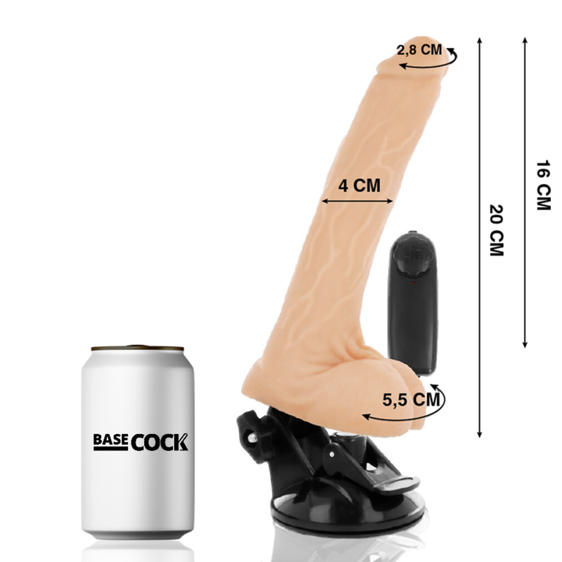 BASECOCK - REALISTISCHER NATÜRLICHER FERNBEDIENUNGSVIBRATOR MIT HODEN 20 CM -O- 4 CM