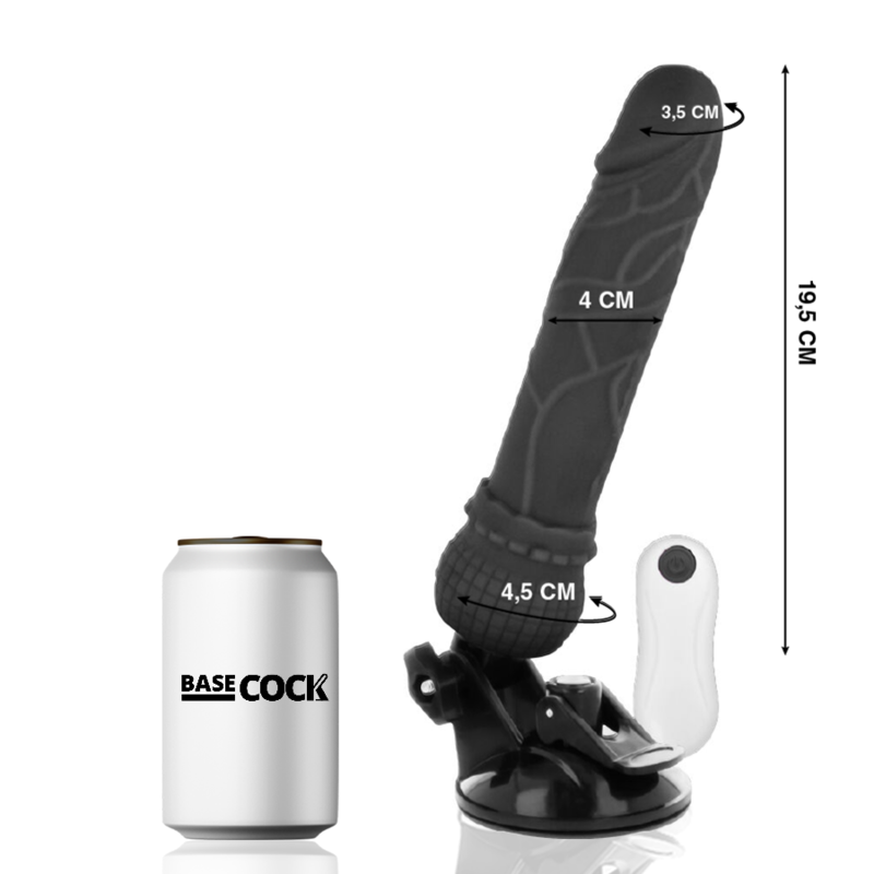 BASECOCK - REALISTISCHER VIBRATOR MIT FERNBEDIENUNG, HAUTFLEISCH 19,5 CM -O- 4 CM