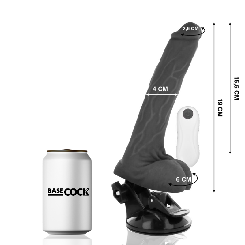 BASECOCK - REALISTISCHER VIBRATOR MIT FERNBEDIENUNG, HAUTFLEISCH 19 CM -O- 4 CM