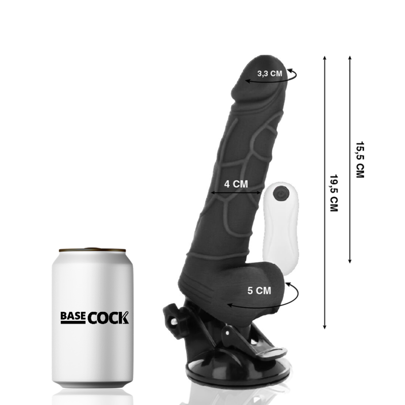 BASECOCK - VIBRATORE REALISTICO TELECOMANDO NATURALE CON TESTICOLI 19,5 CM -O- 4 CM