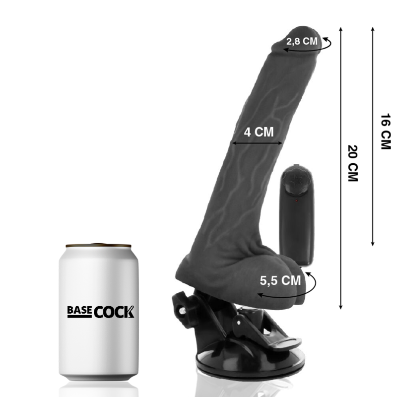 BASECOCK - REALISTISCHER NATÜRLICHER FERNBEDIENUNGSVIBRATOR MIT HODEN 20 CM -O- 4 CM