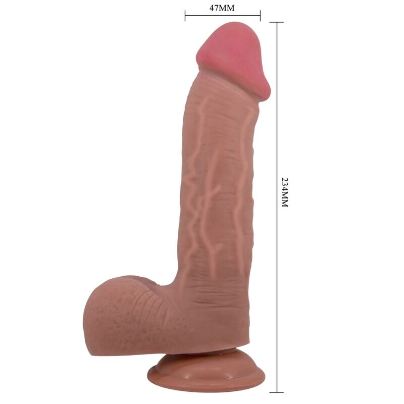 PRETTY LOVE - SERIE SLIDING SKIN DILDO REALISTICO CON VENTOSA SLIDING SKIN MARRONE 23,4 CM