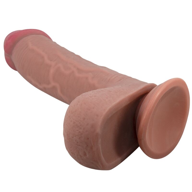 PRETTY LOVE - SLIDING SKIN SERIES REALISTIC DILDO WITH SLIDING SKIN SUCTION CUP BROWN 23.4 CM