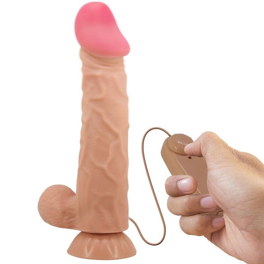 PRETTY LOVE - SLIDING SKIN SERIES REALISTISCHER DILDO MIT GLEITHAUT, SAUGNÄPFEN, FERNBEDIENUNG, FLEISCH 24 CM