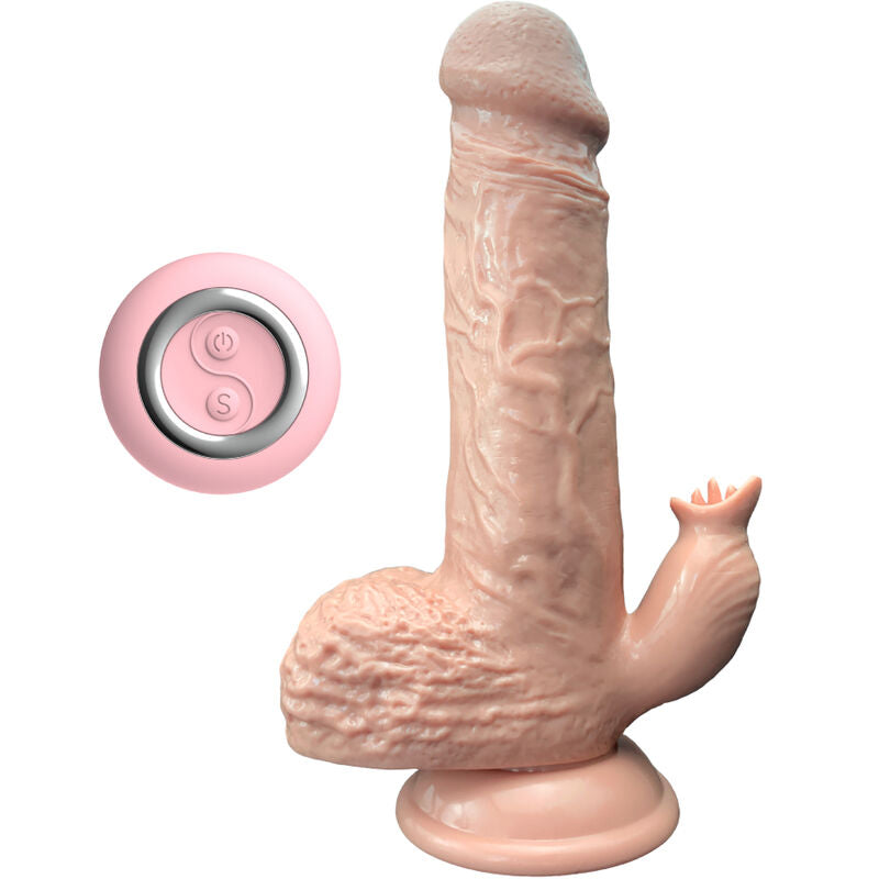 ARMONY - VIBRATORE REALISTICO E DILDO SPINTO CON STIMOLATORE DELLA LINGUA 19 CM