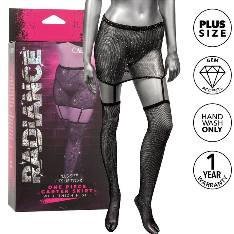 CALEXOTICS - RADIANCE GARTER SKIRT THIGH HIGHS PLUS SIZE