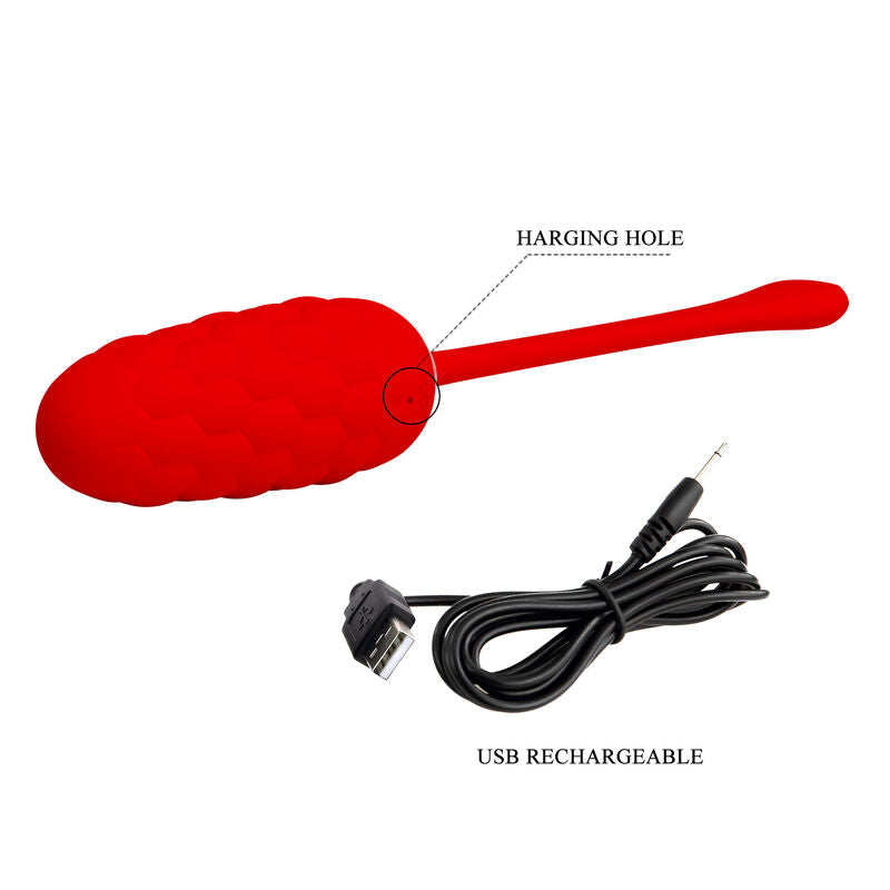 PRETTY LOVE - VIBRATING EGG WITH RED RECHARGEABLE MARINE TEXTURE