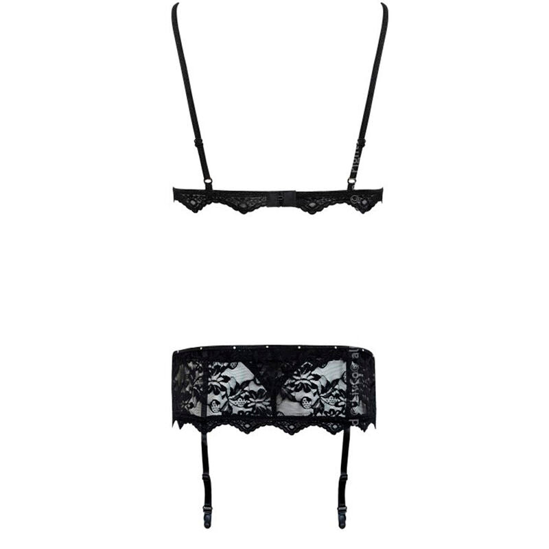 LIVCO CORSETTI FASHION - BELITA LC 90231 REGGISENO + SLIP + CINTURA REGGICALZE NERO S/M