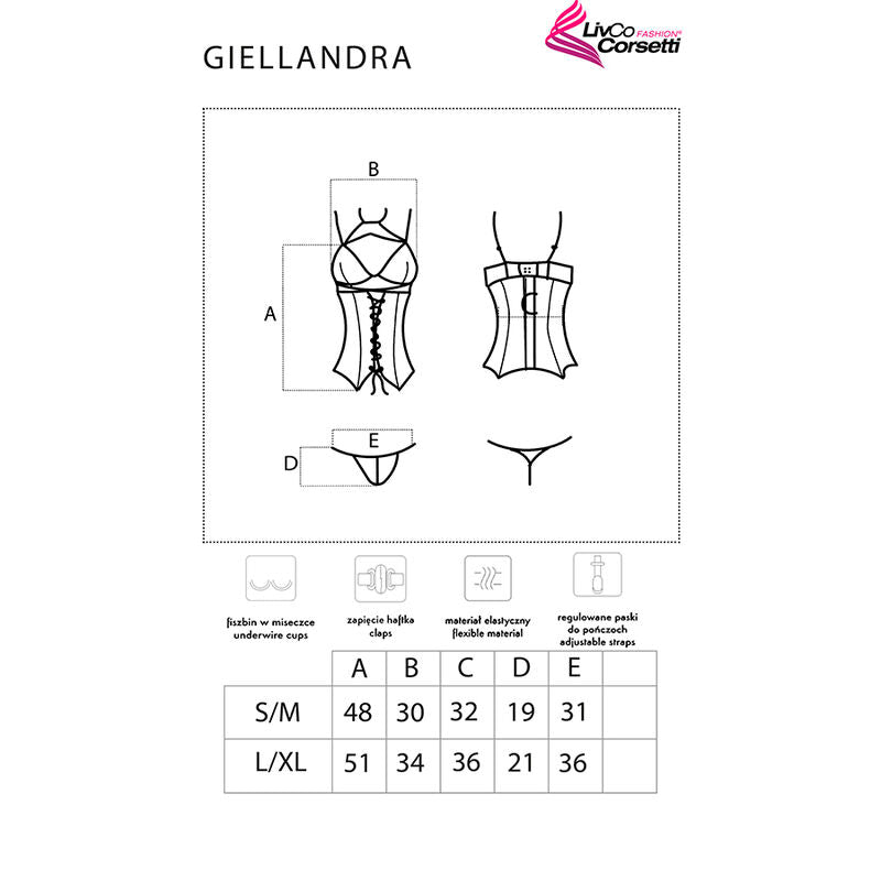 LIVCO CORSETTI FASHION - GIELLANDRA FOR THE SENSES COLLECTION CORSETTO + SLIP NERO