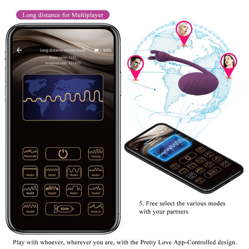 PRETTY LOVE - CATALINA VIBRATOR APP REMOTE CONTROL PURPLE