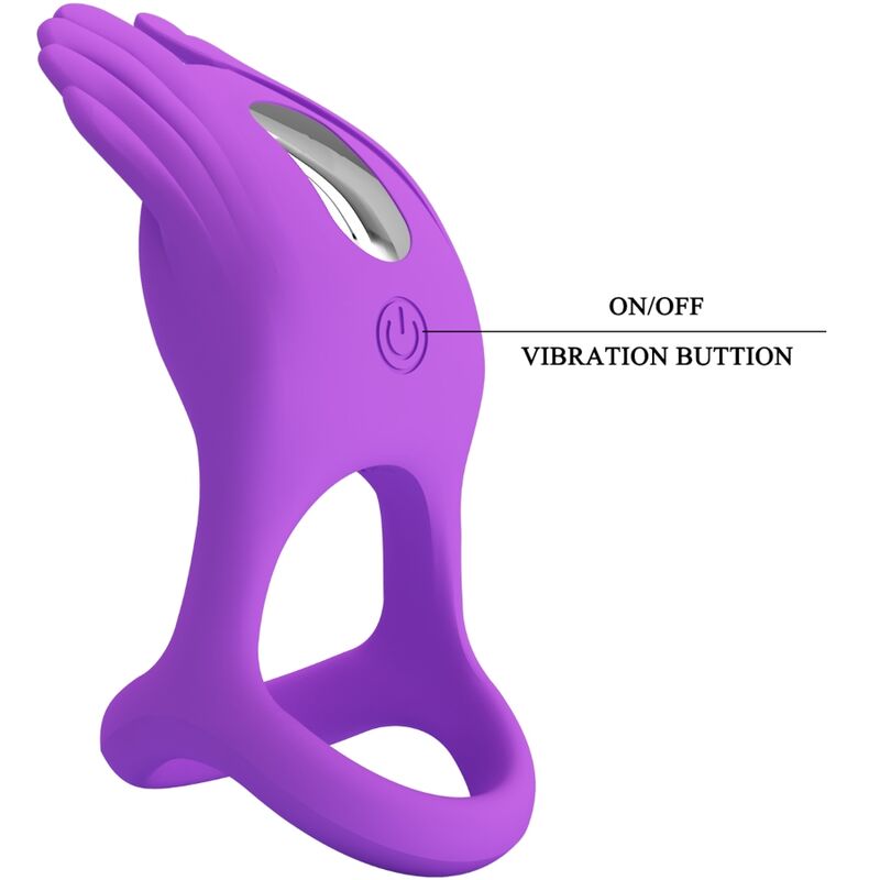 PRETTY LOVE - SILAS ANELLO PER PENE VIBRANTE 7 VIBRAZIONI SILICONE VIOLA