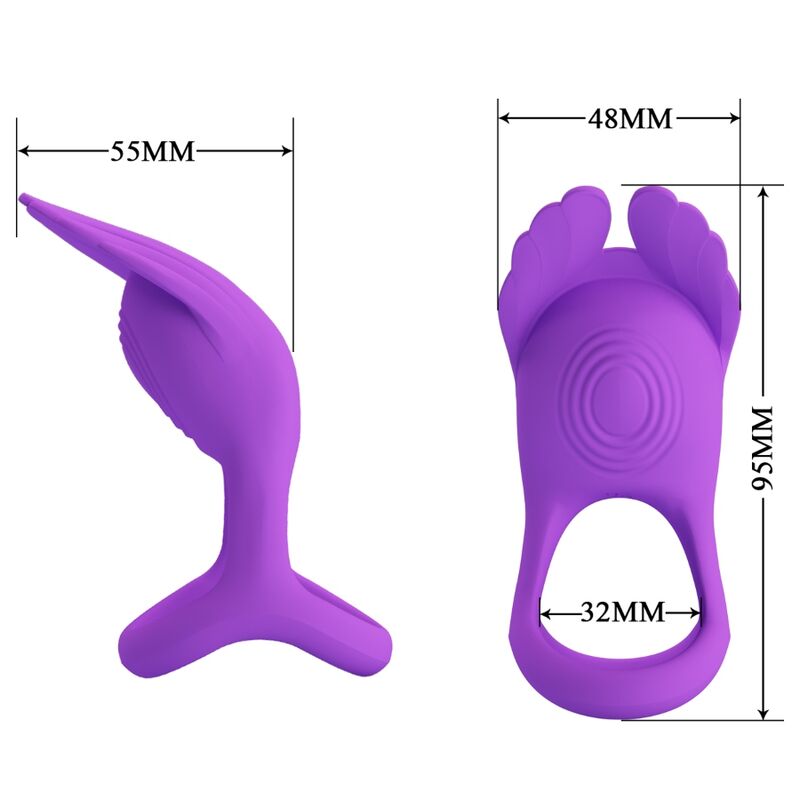 PRETTY LOVE - SILAS ANELLO PER PENE VIBRANTE 7 VIBRAZIONI SILICONE VIOLA