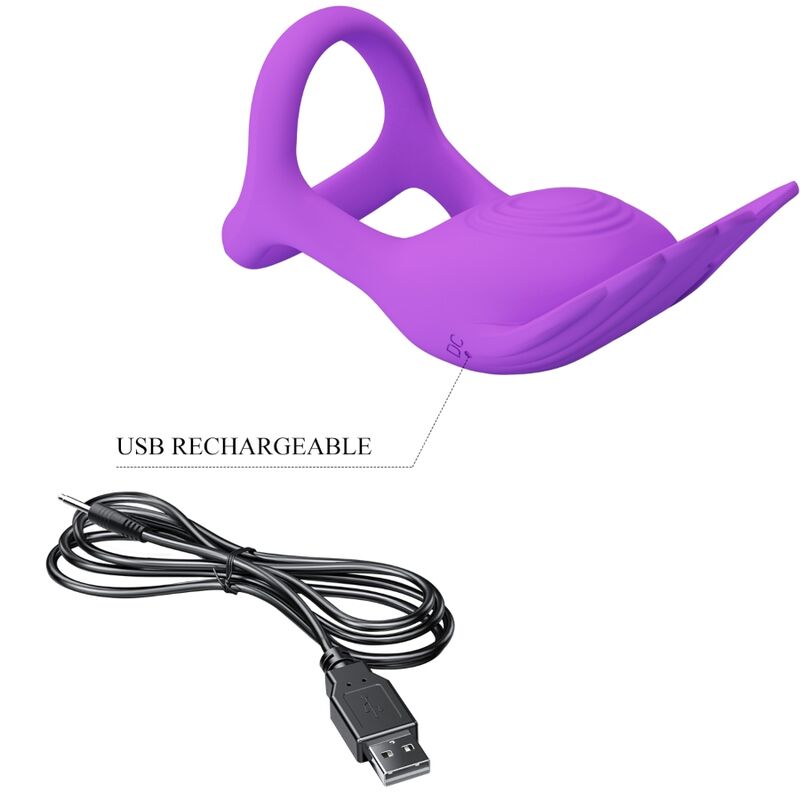 PRETTY LOVE - SILAS ANELLO PER PENE VIBRANTE 7 VIBRAZIONI SILICONE VIOLA