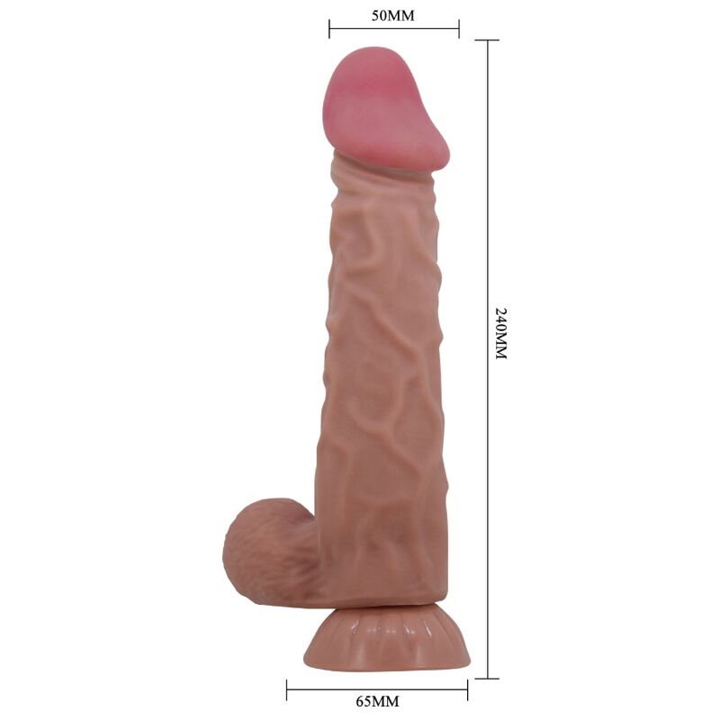 PRETTY LOVE - SERIE SLIDING SKIN DILDO REALISTICO CON VENTOSA SLIDING SKIN MARRONE 24 CM