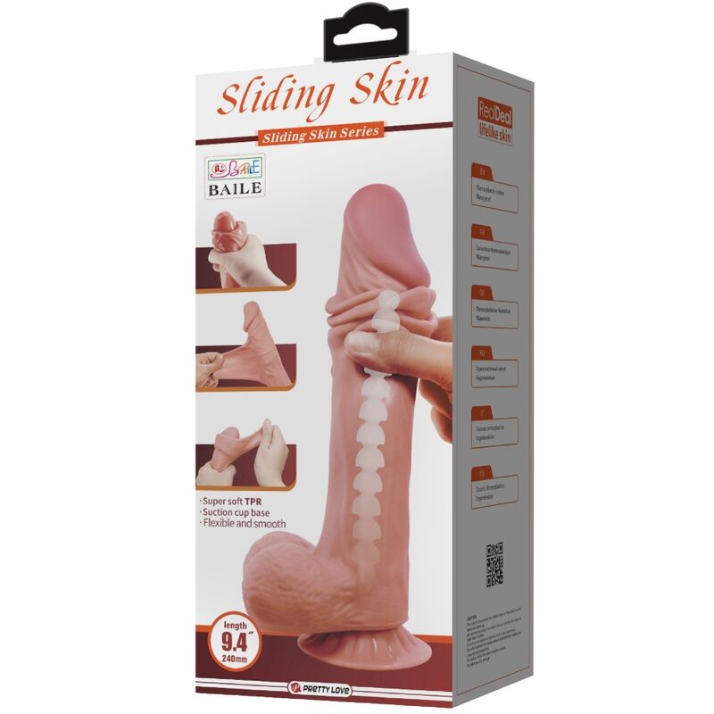 PRETTY LOVE - SERIE SLIDING SKIN DILDO REALISTICO CON VENTOSA SLIDING SKIN MARRONE 24 CM