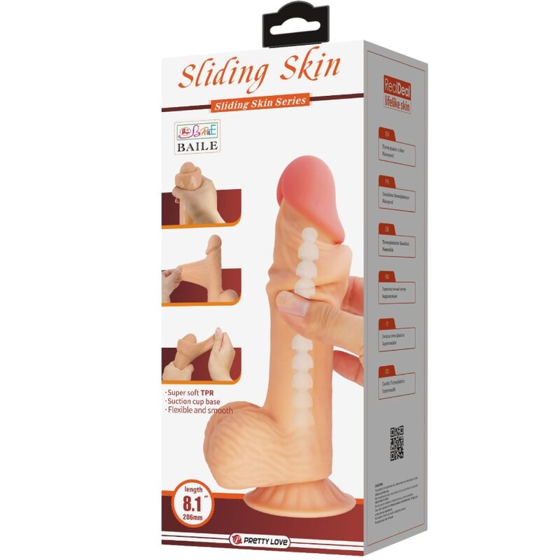 PRETTY LOVE - SERIE SLIDING SKIN DILDO REALISTICO CON VENTOSA SLIDING SKIN 20,6 CM