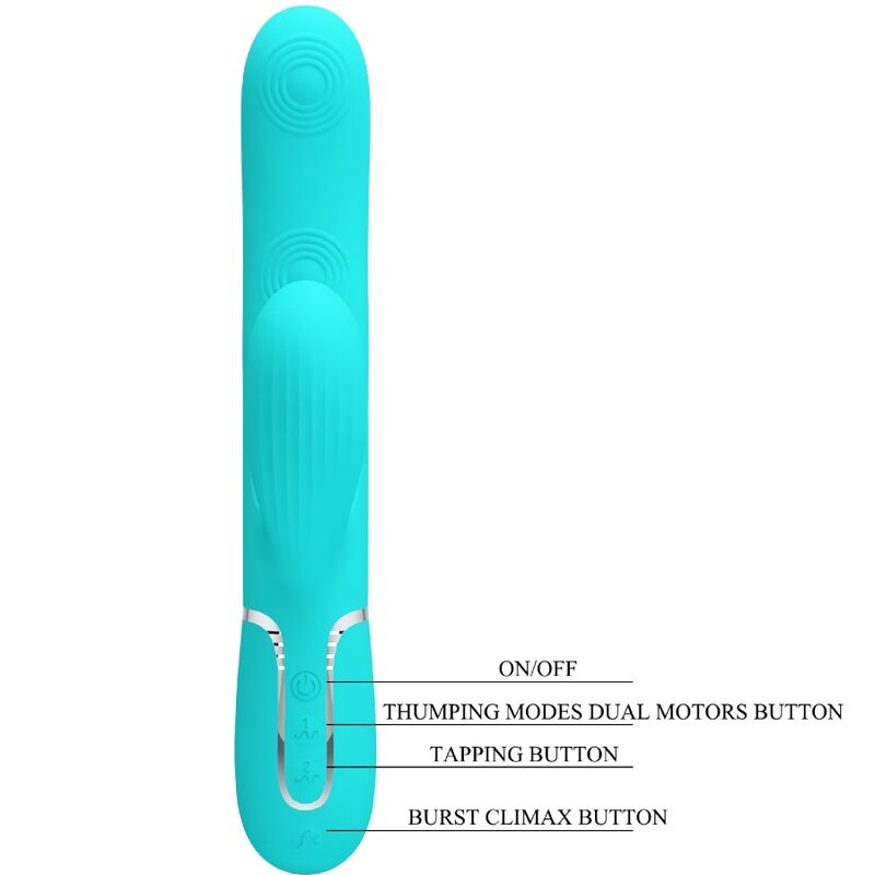 PRETTY LOVE - PERLITA MULTIFUNZIONE 3 IN 1 VIBRATORE G-SPOT VERDE ACQUA