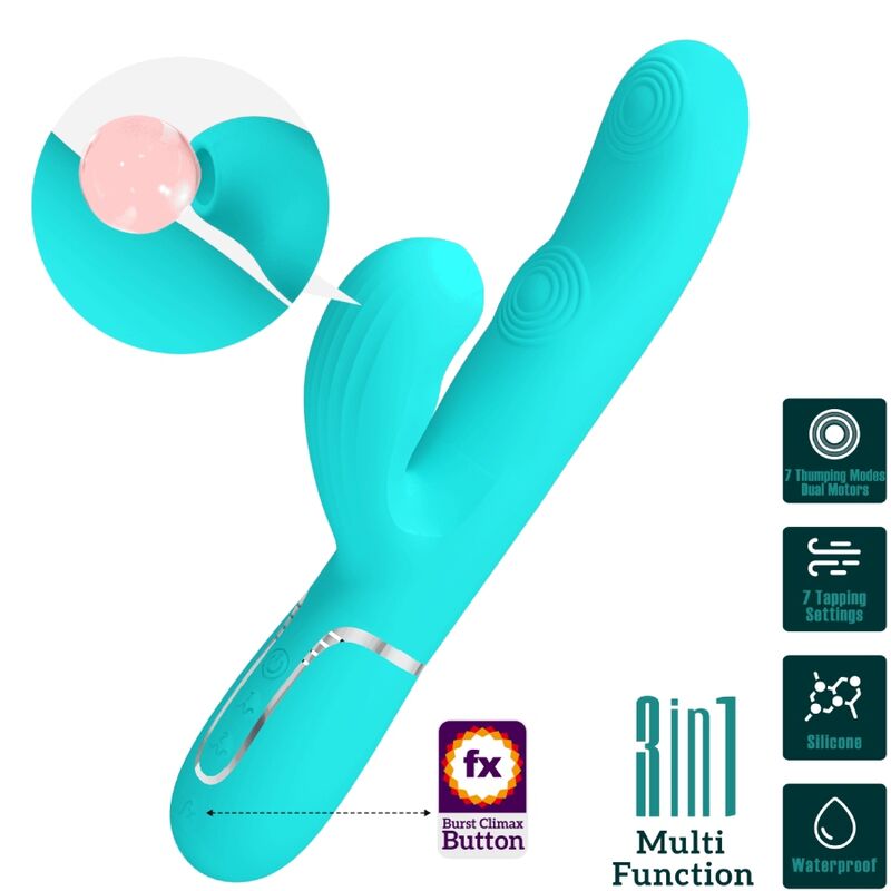 PRETTY LOVE - PERLITA MULTIFUNZIONE 3 IN 1 VIBRATORE G-SPOT VERDE ACQUA