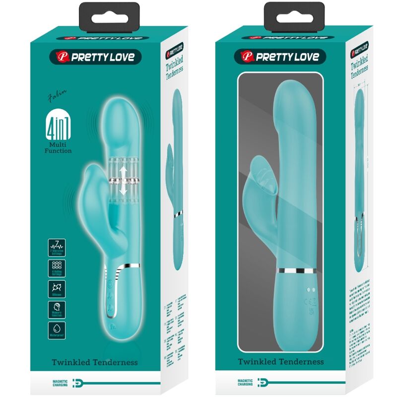 PRETTY LOVE - VIBRATORE CONIGLIO PERLE VERDE ACQUA