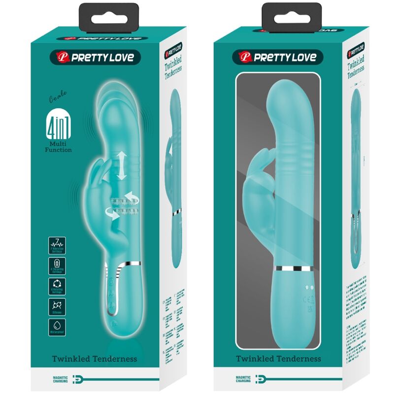 PRETTY LOVE - VIBRATORE CONIGLIO COALE PERLE VERDE ACQUA