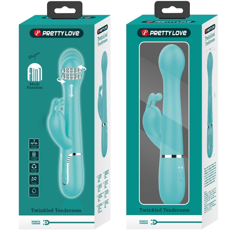 PRETTY LOVE - DEJON VIBRATORE CONIGLIO 3 IN 1 MULTIFUNZIONE VERDE ACQUA