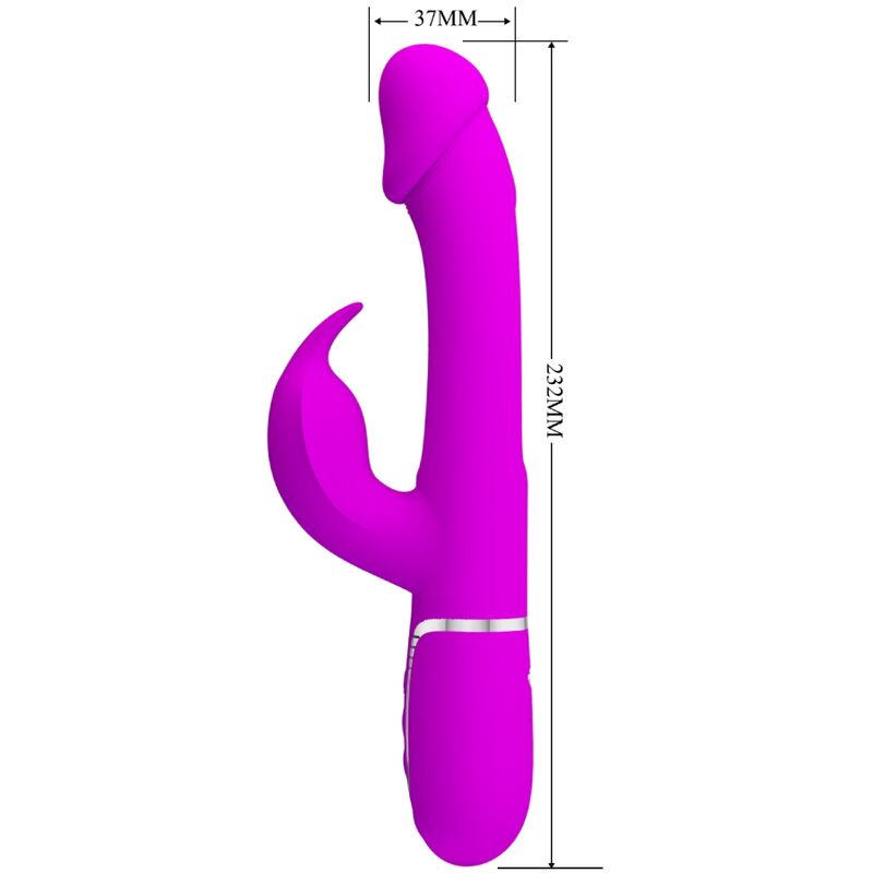 PRETTY LOVE - KAMPAS RABBIT 3 IN 1 MULTIFUNCTION VIBRATOR WITH TONGUE FUCHSIA