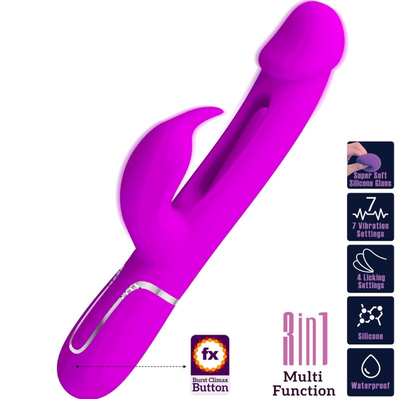 PRETTY LOVE - KAMPAS RABBIT 3 IN 1 MULTIFUNKTIONSVIBRATOR MIT ZUNGE PINK