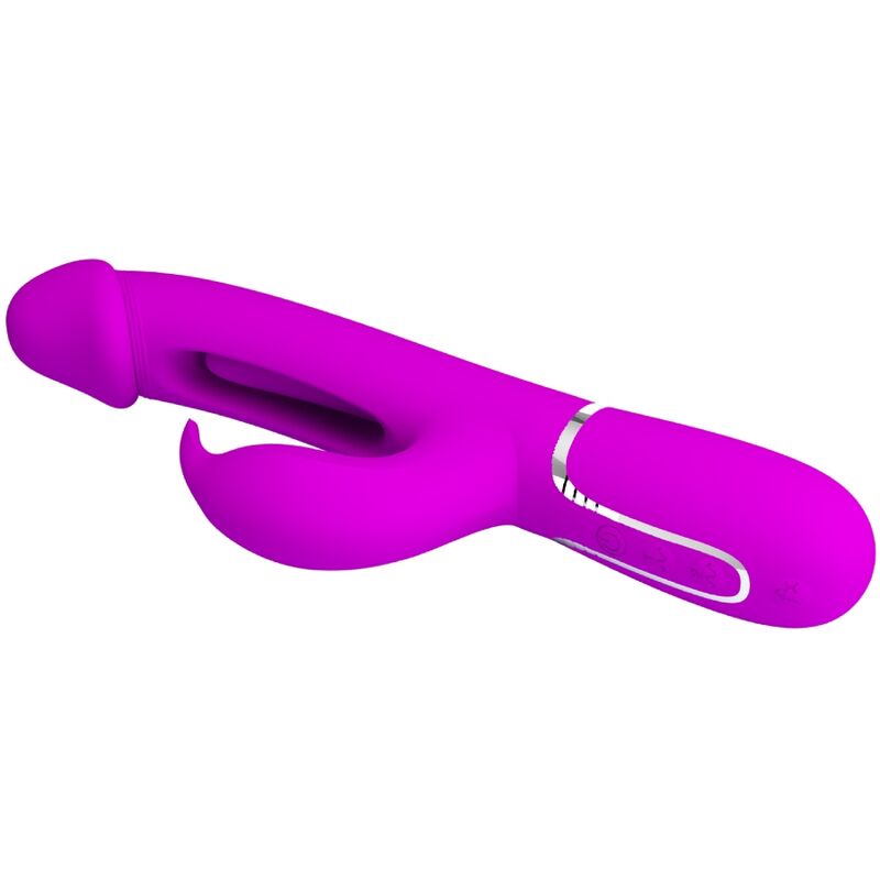 PRETTY LOVE - KAMPAS RABBIT 3 IN 1 MULTIFUNCTION VIBRATOR WITH TONGUE FUCHSIA