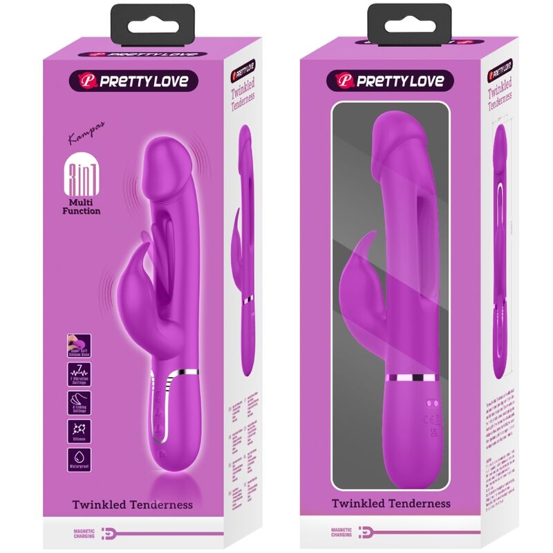 PRETTY LOVE - KAMPAS RABBIT 3 IN 1 MULTIFUNKTIONSVIBRATOR MIT ZUNGE PINK