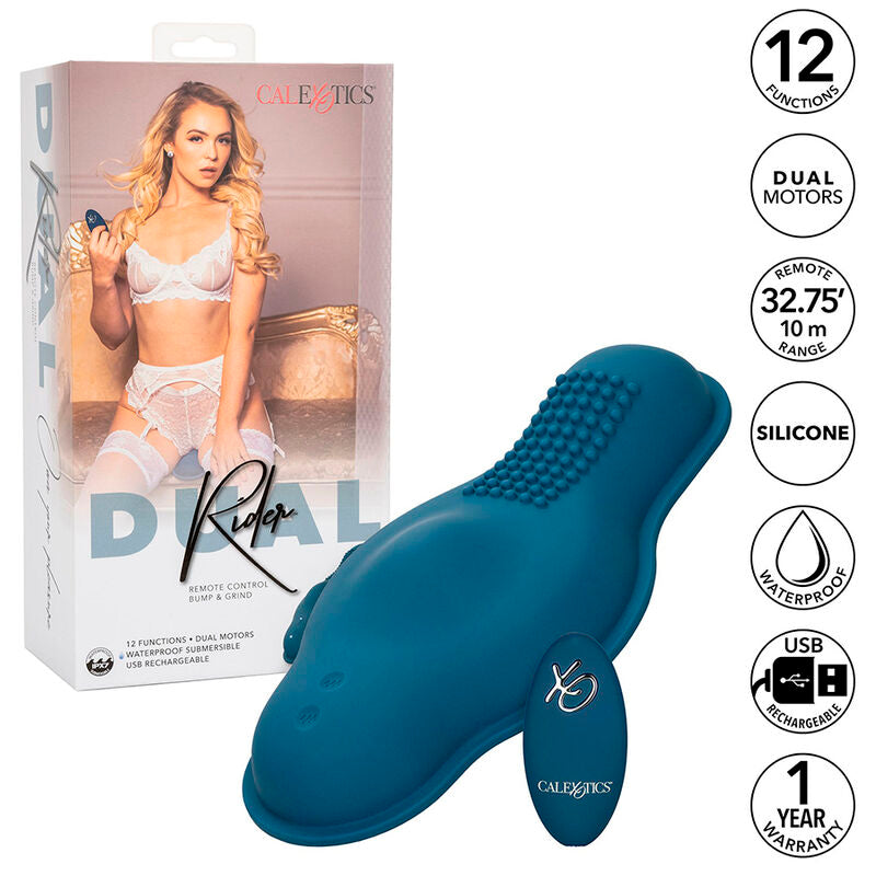 CALEXOTICS - RIDER MASSAGER DOPPIO MOTORE TELECOMANDO BLU