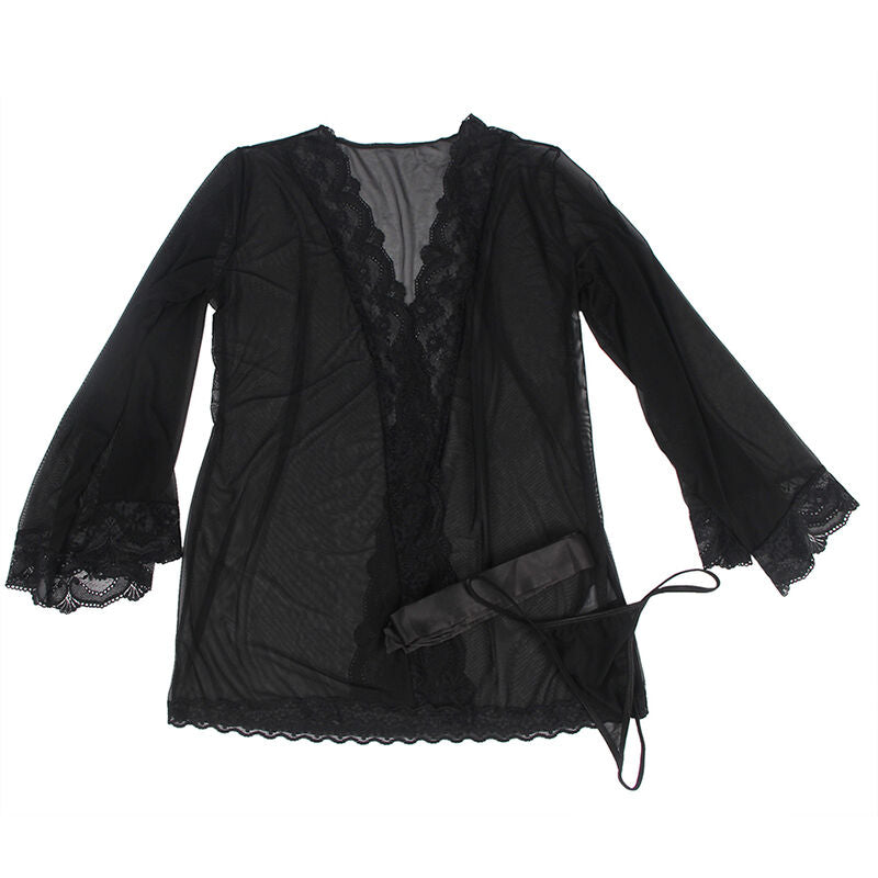 SUBBLIME - VESTAGLIA IN TESSUTO TRASPARENTE CON DETTAGLIO IN PIZZO NERO S/M