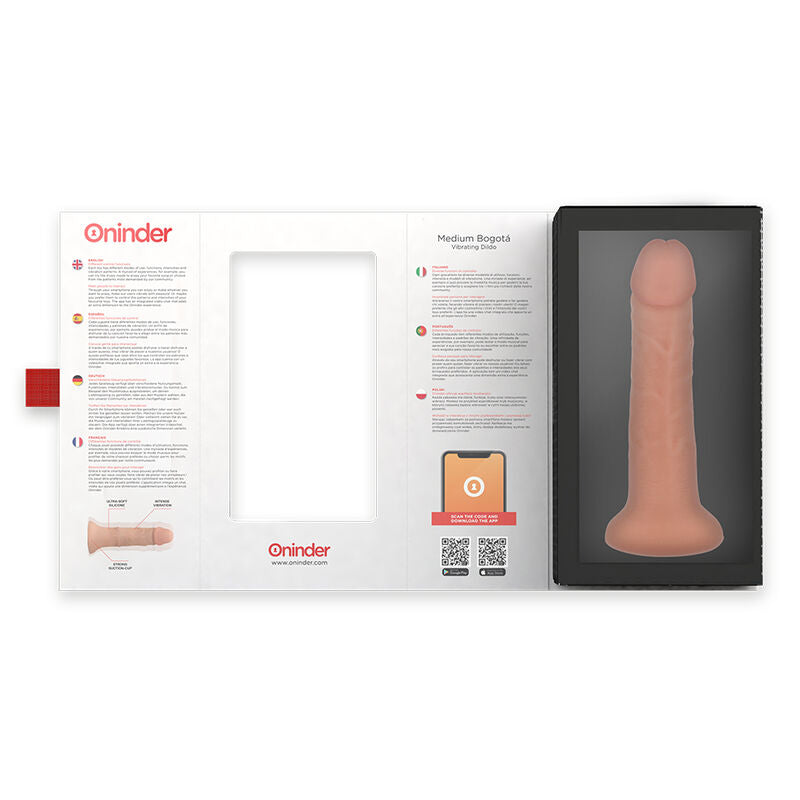 ONINDER - MITTLERER BOGOTÁ-VIBRATORDILDO MIT 9 GESCHWINDIGKEITEN NATÜRLICH 20 CM -O- 4,2 CM - KOSTENLOSE APP