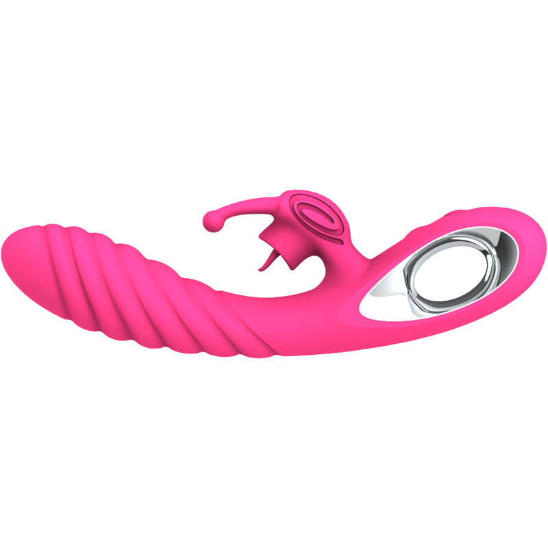 ARMONY - VIBRATORE VICKY RABBIT CON LINGUA E ANELLO DI TIRATURA FUCSIA