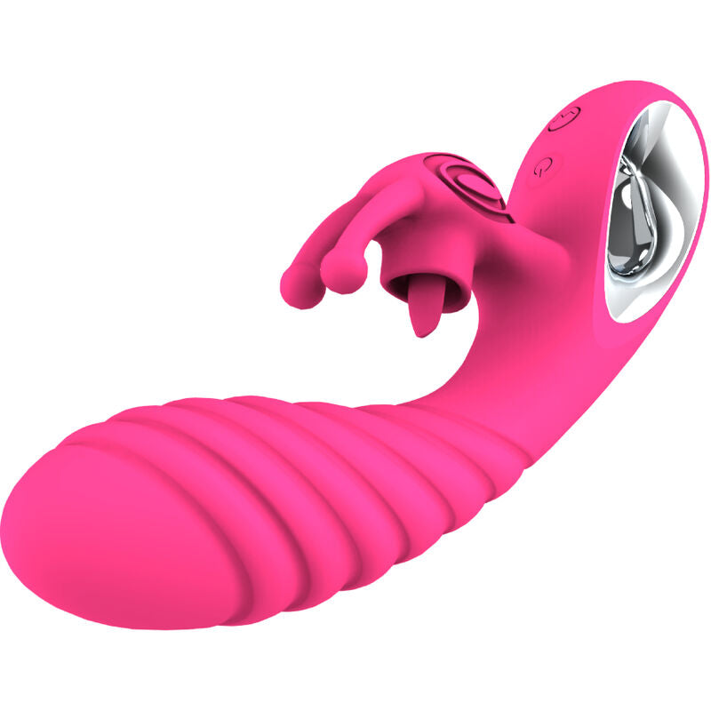 ARMONY - VIBRATORE VICKY RABBIT CON LINGUA E ANELLO DI TIRATURA FUCSIA