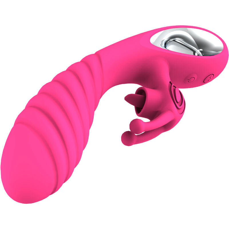 ARMONY - VIBRATORE VICKY RABBIT CON LINGUA E ANELLO DI TIRATURA FUCSIA