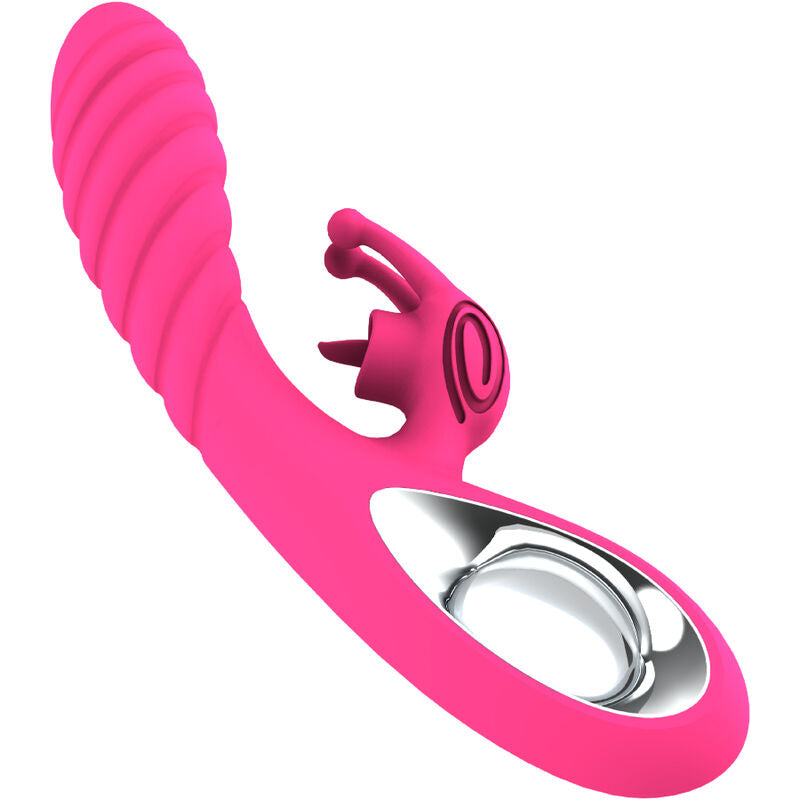 ARMONY - VIBRATORE VICKY RABBIT CON LINGUA E ANELLO DI TIRATURA FUCSIA