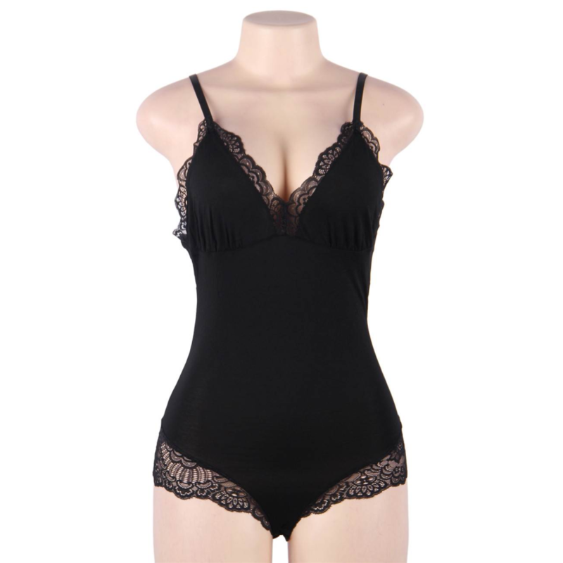 SUBBLIME - TEDDY CON DETTAGLI IN PIZZO FLOREALE NERO S/M