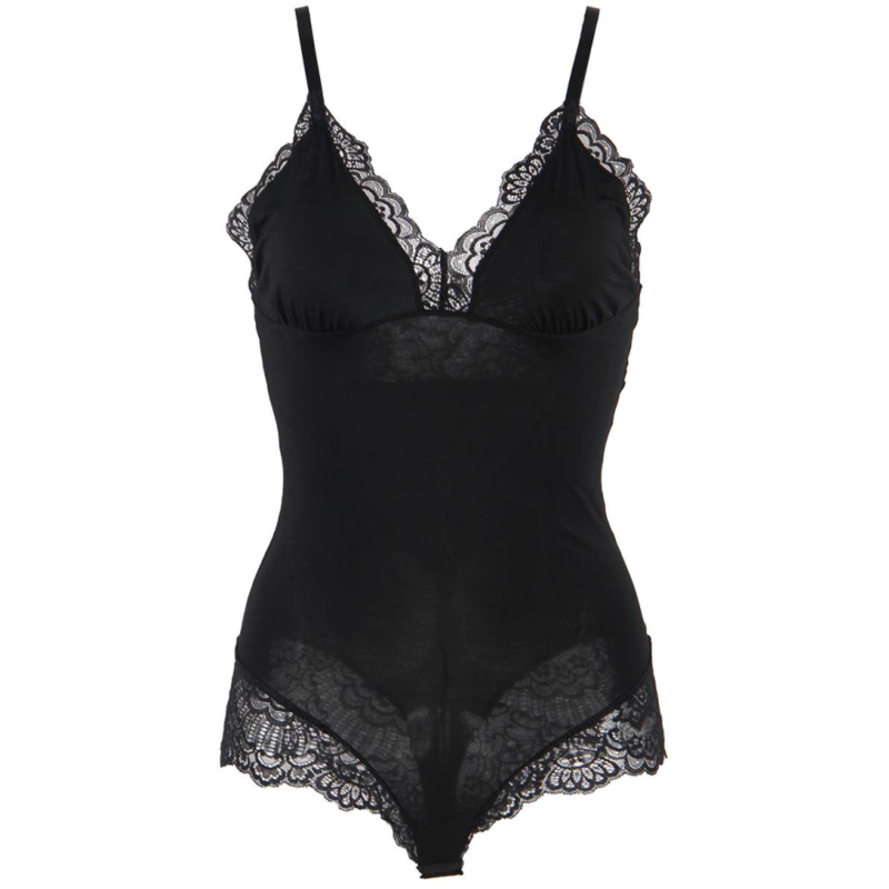 SUBBLIME - TEDDY CON DETTAGLI IN PIZZO FLOREALE NERO S/M