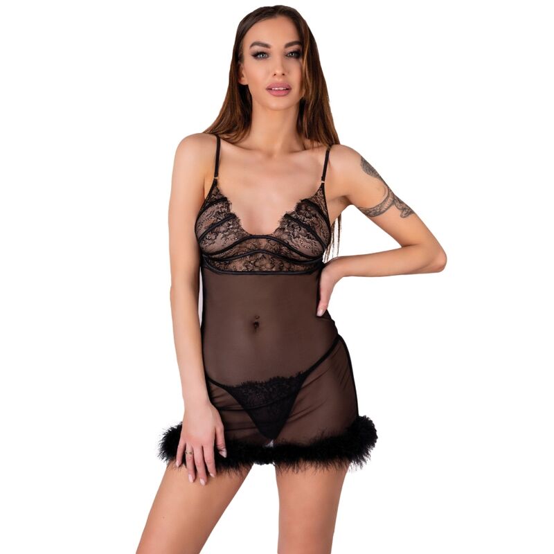 LIVCO CORSETTI FASHION – ZERUNAM SET BABYDOLL + SCHWARZER TANGA