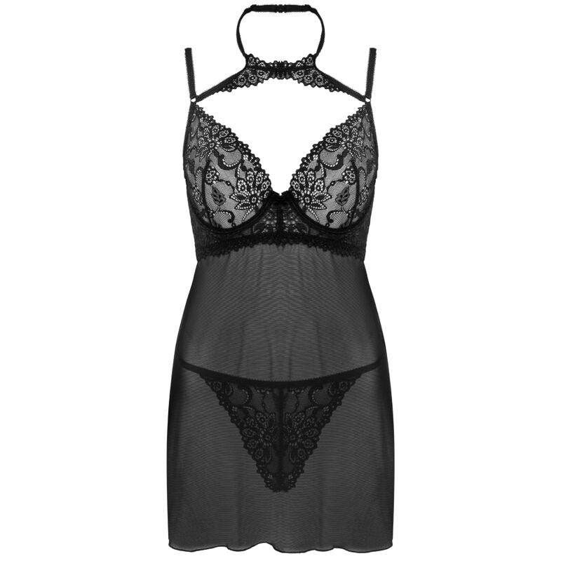 LIVCO CORSETTI FASHION - BINELLA SET BABYDOLL + THONG SCHWARZ