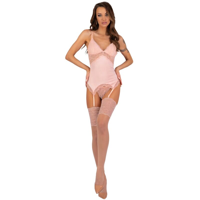 LIVCO CORSETTI FASHION - PERSINNE PEACH SET CORSETTO + SLIP + CALZE