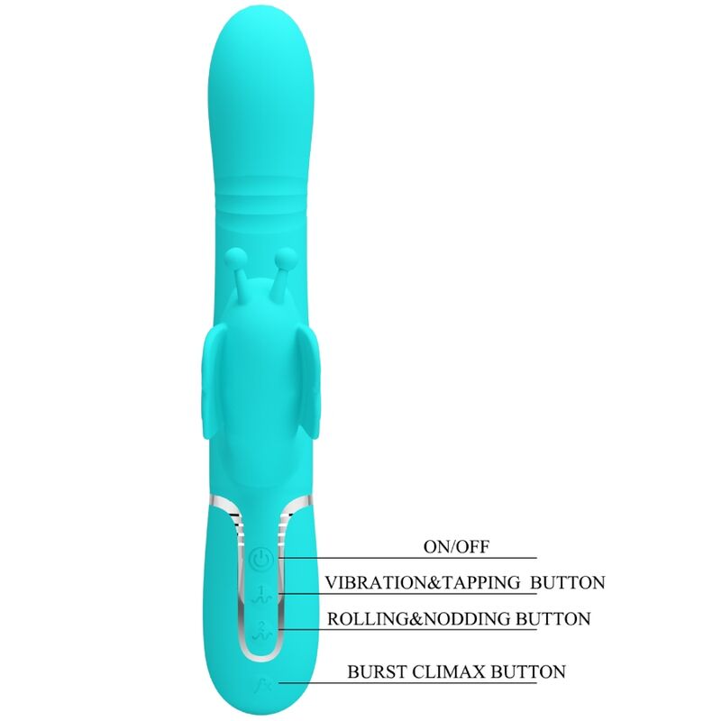 PRETTY LOVE - MULTIFUNKTIONS-RABBIT-VIBRATOR 4 IN 1 SCHMETTERLING AQUAGRÜN