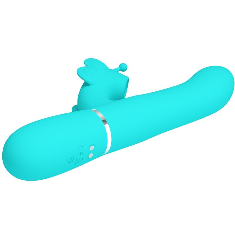 PRETTY LOVE - MULTIFUNCTION RABBIT VIBRATOR 4 IN 1 BUTTERFLY AQUA GREEN