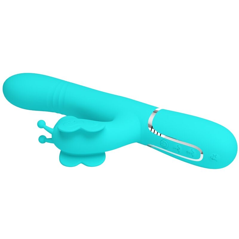 PRETTY LOVE - MULTIFUNKTIONS-RABBIT-VIBRATOR 4 IN 1 SCHMETTERLING AQUAGRÜN